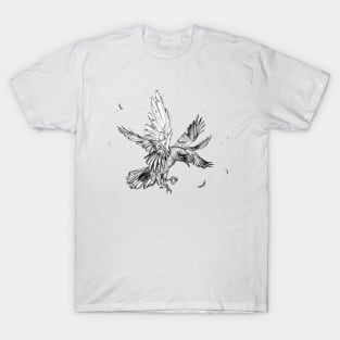 Mutated Crow - Pencil Dark Magic Art Drawing T-Shirt